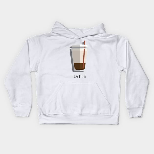 Iced Cold Latte coffee front view in flat design style Kids Hoodie by FOGSJ